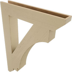 Ekena Millwork - BKTUR055X34X46IMP06RCPR - Timberthane Faux Wood Imperial Style Bracket, Slat Ends, 5 1/2"W x 34"D x 46"H, Primed Tan