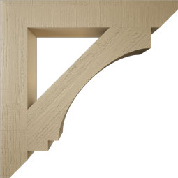 Ekena Millwork - BKTUR055X36X36IMP06RCPR - Timberthane Faux Wood Imperial Style Bracket, Slat Ends, 5 1/2"W x 36"D x 36"H, Primed Tan