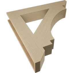 Ekena Millwork - BKTUR055X36X36IMP06RCPR - Timberthane Faux Wood Imperial Style Bracket, Slat Ends, 5 1/2"W x 36"D x 36"H, Primed Tan