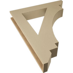 Ekena Millwork - BKTUR055X36X44IMP06RCPR - Timberthane Faux Wood Imperial Style Bracket, Slat Ends, 5 1/2"W x 36"D x 44"H, Primed Tan