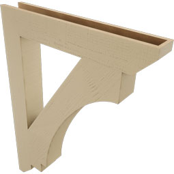 Ekena Millwork - BKTUR055X36X48IMP06RCPR - Timberthane Faux Wood Imperial Style Bracket, Slat Ends, 5 1/2"W x 36"D x 48"H, Primed Tan