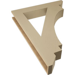 Ekena Millwork - BKTUR055X36X48IMP06RCPR - Timberthane Faux Wood Imperial Style Bracket, Slat Ends, 5 1/2"W x 36"D x 48"H, Primed Tan