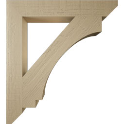Ekena Millwork - BKTUR055X38X42IMP06RCPR - Timberthane Faux Wood Imperial Style Bracket, Slat Ends, 5 1/2"W x 38"D x 42"H, Primed Tan