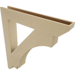 Ekena Millwork - BKTUR055X38X44IMP06RCPR - Timberthane Faux Wood Imperial Style Bracket, Slat Ends, 5 1/2"W x 38"D x 44"H, Primed Tan