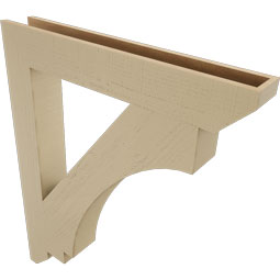 Ekena Millwork - BKTUR055X38X46IMP06RCPR - Timberthane Faux Wood Imperial Style Bracket, Slat Ends, 5 1/2"W x 38"D x 46"H, Primed Tan