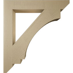 Ekena Millwork - BKTUR055X40X44IMP06RCPR - Timberthane Faux Wood Imperial Style Bracket, Slat Ends, 5 1/2"W x 40"D x 44"H, Primed Tan