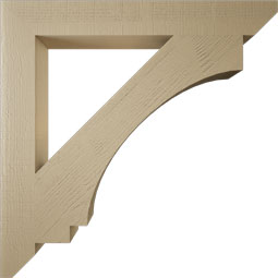 Ekena Millwork - BKTUR055X44X44IMP06RCPR - Timberthane Faux Wood Imperial Style Bracket, Slat Ends, 5 1/2"W x 44"D x 44"H, Primed Tan