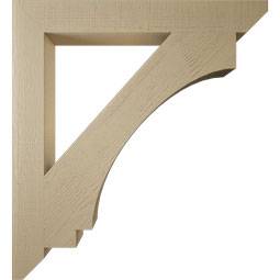 Ekena Millwork - BKTUR055X44X48IMP06RCPR - Timberthane Faux Wood Imperial Style Bracket, Slat Ends, 5 1/2"W x 44"D x 48"H, Primed Tan