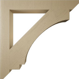 Ekena Millwork - BKTUR055X46X46IMP06RCPR - Timberthane Faux Wood Imperial Style Bracket, Slat Ends, 5 1/2"W x 46"D x 46"H, Primed Tan