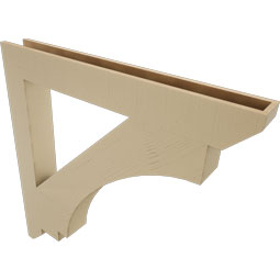 Ekena Millwork - BKTUR055X46X46IMP06RCPR - Timberthane Faux Wood Imperial Style Bracket, Slat Ends, 5 1/2"W x 46"D x 46"H, Primed Tan