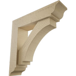 Ekena Millwork - BKTUR0352X14X14IMP01RCPR - Timberthane Faux Wood Imperial Style Bracket w/ Offset Brace, Traditional Ends, 3 1/2"W x 14"D x 14"H, Primed Tan
