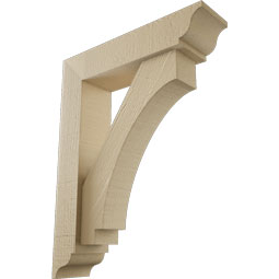 Ekena Millwork - BKTUR0352X14X18IMP01RCPR - Timberthane Faux Wood Imperial Style Bracket w/ Offset Brace, Traditional Ends, 3 1/2"W x 14"D x 18"H, Primed Tan