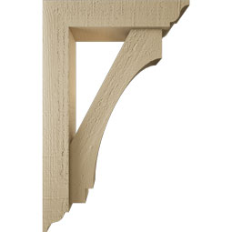 Ekena Millwork - BKTUR0352X14X22IMP01RCPR - Timberthane Faux Wood Imperial Style Bracket w/ Offset Brace, Traditional Ends, 3 1/2"W x 14"D x 22"H, Primed Tan
