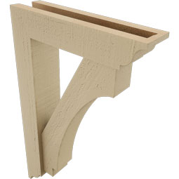 Ekena Millwork - BKTUR0352X14X22IMP01RCPR - Timberthane Faux Wood Imperial Style Bracket w/ Offset Brace, Traditional Ends, 3 1/2"W x 14"D x 22"H, Primed Tan