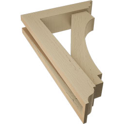 Ekena Millwork - BKTUR0352X14X22IMP01RCPR - Timberthane Faux Wood Imperial Style Bracket w/ Offset Brace, Traditional Ends, 3 1/2"W x 14"D x 22"H, Primed Tan