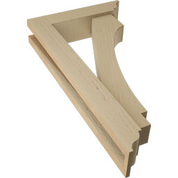 Ekena Millwork - BKTUR0352X14X26IMP01RCPR - Timberthane Faux Wood Imperial Style Bracket w/ Offset Brace, Traditional Ends, 3 1/2"W x 14"D x 26"H, Primed Tan