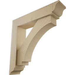 Ekena Millwork - BKTUR0352X16X16IMP01RCPR - Timberthane Faux Wood Imperial Style Bracket w/ Offset Brace, Traditional Ends, 3 1/2"W x 16"D x 16"H, Primed Tan