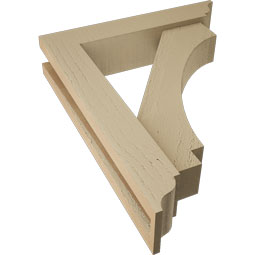 Ekena Millwork - BKTUR0352X16X20IMP01RCPR - Timberthane Faux Wood Imperial Style Bracket w/ Offset Brace, Traditional Ends, 3 1/2"W x 16"D x 20"H, Primed Tan