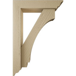 Ekena Millwork - BKTUR0352X16X24IMP01RCPR - Timberthane Faux Wood Imperial Style Bracket w/ Offset Brace, Traditional Ends, 3 1/2"W x 16"D x 24"H, Primed Tan