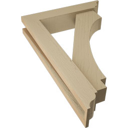 Ekena Millwork - BKTUR0352X16X24IMP01RCPR - Timberthane Faux Wood Imperial Style Bracket w/ Offset Brace, Traditional Ends, 3 1/2"W x 16"D x 24"H, Primed Tan