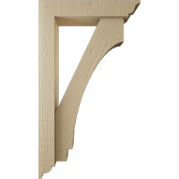 Ekena Millwork - BKTUR0352X16X28IMP01RCPR - Timberthane Faux Wood Imperial Style Bracket w/ Offset Brace, Traditional Ends, 3 1/2"W x 16"D x 28"H, Primed Tan