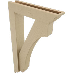 Ekena Millwork - BKTUR0352X16X28IMP01RCPR - Timberthane Faux Wood Imperial Style Bracket w/ Offset Brace, Traditional Ends, 3 1/2"W x 16"D x 28"H, Primed Tan