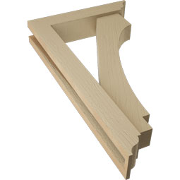 Ekena Millwork - BKTUR0352X16X28IMP01RCPR - Timberthane Faux Wood Imperial Style Bracket w/ Offset Brace, Traditional Ends, 3 1/2"W x 16"D x 28"H, Primed Tan