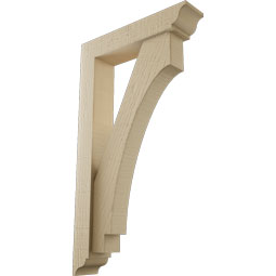 Ekena Millwork - BKTUR0352X16X28IMP01RCPR - Timberthane Faux Wood Imperial Style Bracket w/ Offset Brace, Traditional Ends, 3 1/2"W x 16"D x 28"H, Primed Tan