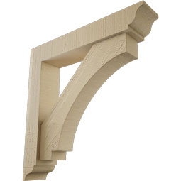 Ekena Millwork - BKTUR0352X18X18IMP01RCPR - Timberthane Faux Wood Imperial Style Bracket w/ Offset Brace, Traditional Ends, 3 1/2"W x 18"D x 18"H, Primed Tan