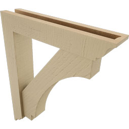 Ekena Millwork - BKTUR0352X18X22IMP01RCPR - Timberthane Faux Wood Imperial Style Bracket w/ Offset Brace, Traditional Ends, 3 1/2"W x 18"D x 22"H, Primed Tan
