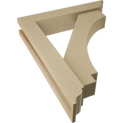 Ekena Millwork - BKTUR0352X18X22IMP01RCPR - Timberthane Faux Wood Imperial Style Bracket w/ Offset Brace, Traditional Ends, 3 1/2"W x 18"D x 22"H, Primed Tan
