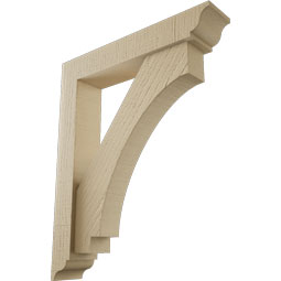 Ekena Millwork - BKTUR0352X18X22IMP01RCPR - Timberthane Faux Wood Imperial Style Bracket w/ Offset Brace, Traditional Ends, 3 1/2"W x 18"D x 22"H, Primed Tan