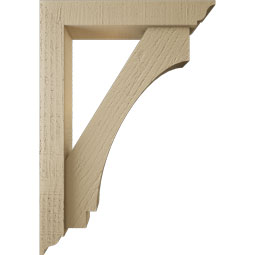 Ekena Millwork - BKTUR0352X18X26IMP01RCPR - Timberthane Faux Wood Imperial Style Bracket w/ Offset Brace, Traditional Ends, 3 1/2"W x 18"D x 26"H, Primed Tan