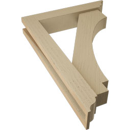 Ekena Millwork - BKTUR0352X18X26IMP01RCPR - Timberthane Faux Wood Imperial Style Bracket w/ Offset Brace, Traditional Ends, 3 1/2"W x 18"D x 26"H, Primed Tan