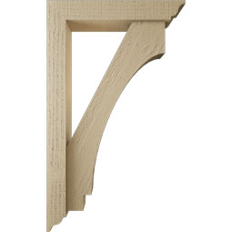 Ekena Millwork - BKTUR0352X18X30IMP01RCPR - Timberthane Faux Wood Imperial Style Bracket w/ Offset Brace, Traditional Ends, 3 1/2"W x 18"D x 30"H, Primed Tan
