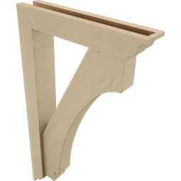 Ekena Millwork - BKTUR0352X18X30IMP01RCPR - Timberthane Faux Wood Imperial Style Bracket w/ Offset Brace, Traditional Ends, 3 1/2"W x 18"D x 30"H, Primed Tan