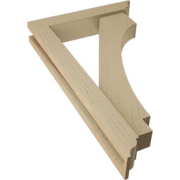 Ekena Millwork - BKTUR0352X18X30IMP01RCPR - Timberthane Faux Wood Imperial Style Bracket w/ Offset Brace, Traditional Ends, 3 1/2"W x 18"D x 30"H, Primed Tan