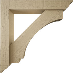 Ekena Millwork - BKTUR0352X20X20IMP01RCPR - Timberthane Faux Wood Imperial Style Bracket w/ Offset Brace, Traditional Ends, 3 1/2"W x 20"D x 20"H, Primed Tan