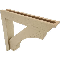 Ekena Millwork - BKTUR0352X20X20IMP01RCPR - Timberthane Faux Wood Imperial Style Bracket w/ Offset Brace, Traditional Ends, 3 1/2"W x 20"D x 20"H, Primed Tan