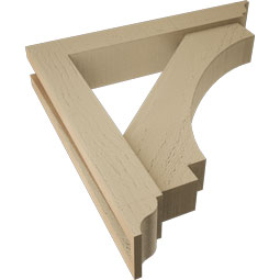 Ekena Millwork - BKTUR0352X20X20IMP01RCPR - Timberthane Faux Wood Imperial Style Bracket w/ Offset Brace, Traditional Ends, 3 1/2"W x 20"D x 20"H, Primed Tan