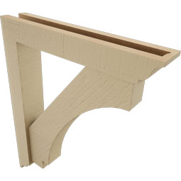 Ekena Millwork - BKTUR0352X20X24IMP01RCPR - Timberthane Faux Wood Imperial Style Bracket w/ Offset Brace, Traditional Ends, 3 1/2"W x 20"D x 24"H, Primed Tan