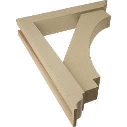 Ekena Millwork - BKTUR0352X20X24IMP01RCPR - Timberthane Faux Wood Imperial Style Bracket w/ Offset Brace, Traditional Ends, 3 1/2"W x 20"D x 24"H, Primed Tan