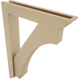 Ekena Millwork - BKTUR0352X20X28IMP01RCPR - Timberthane Faux Wood Imperial Style Bracket w/ Offset Brace, Traditional Ends, 3 1/2"W x 20"D x 28"H, Primed Tan