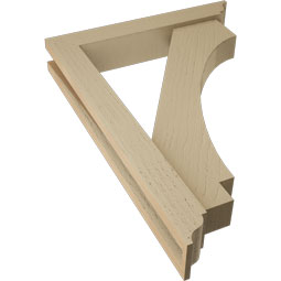 Ekena Millwork - BKTUR0352X20X28IMP01RCPR - Timberthane Faux Wood Imperial Style Bracket w/ Offset Brace, Traditional Ends, 3 1/2"W x 20"D x 28"H, Primed Tan