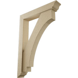 Ekena Millwork - BKTUR0352X20X28IMP01RCPR - Timberthane Faux Wood Imperial Style Bracket w/ Offset Brace, Traditional Ends, 3 1/2"W x 20"D x 28"H, Primed Tan