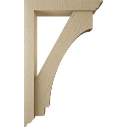 Ekena Millwork - BKTUR0352X20X32IMP01RCPR - Timberthane Faux Wood Imperial Style Bracket w/ Offset Brace, Traditional Ends, 3 1/2"W x 20"D x 32"H, Primed Tan