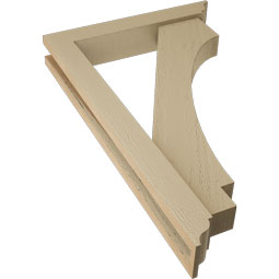 Ekena Millwork - BKTUR0352X20X32IMP01RCPR - Timberthane Faux Wood Imperial Style Bracket w/ Offset Brace, Traditional Ends, 3 1/2"W x 20"D x 32"H, Primed Tan