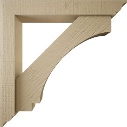Ekena Millwork - BKTUR0352X22X22IMP01RCPR - Timberthane Faux Wood Imperial Style Bracket w/ Offset Brace, Traditional Ends, 3 1/2"W x 22"D x 22"H, Primed Tan