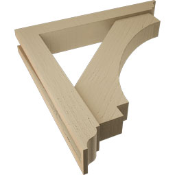 Ekena Millwork - BKTUR0352X22X22IMP01RCPR - Timberthane Faux Wood Imperial Style Bracket w/ Offset Brace, Traditional Ends, 3 1/2"W x 22"D x 22"H, Primed Tan