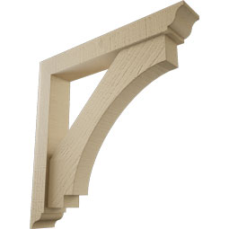 Ekena Millwork - BKTUR0352X22X22IMP01RCPR - Timberthane Faux Wood Imperial Style Bracket w/ Offset Brace, Traditional Ends, 3 1/2"W x 22"D x 22"H, Primed Tan